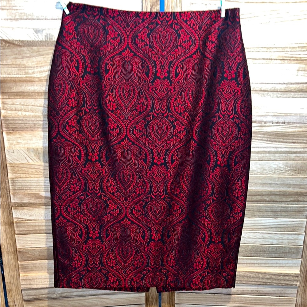 Elegant Red and Black Patterned Skirt